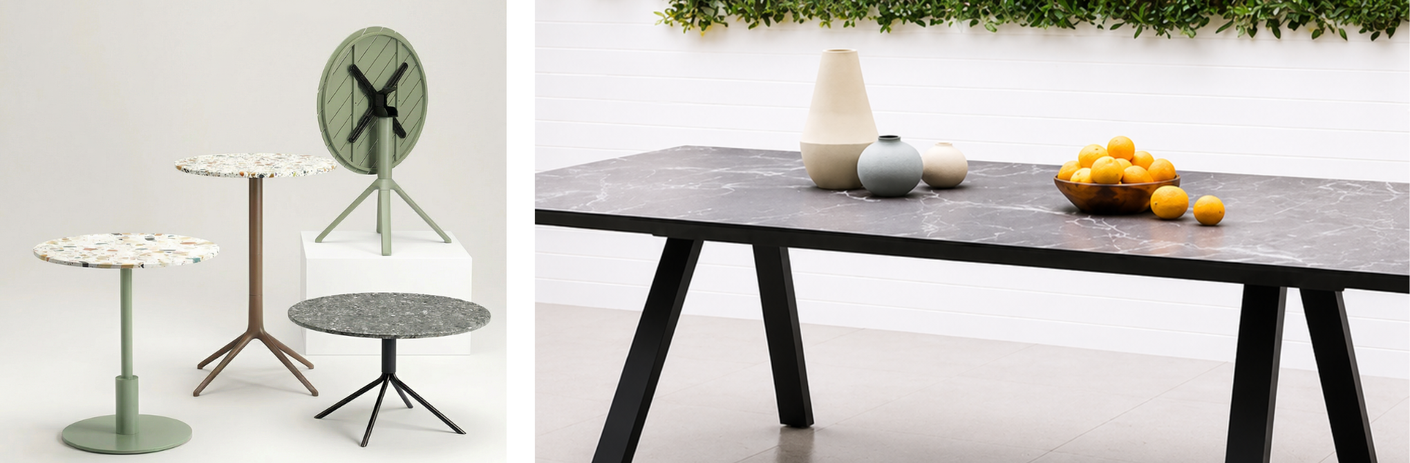 Stylish and practical tables suitable for various public and commercial spaces by Zaneti, small or large - indoor or outdoor